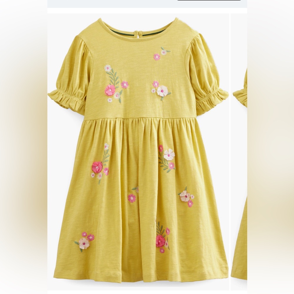 Mini Boden yellow Floral Embroidered Dress